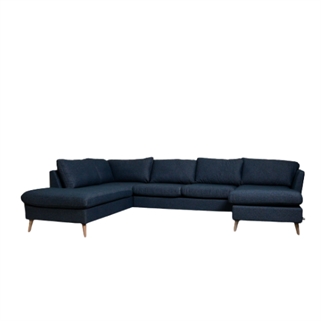 Odense U sofa | Højrevendt blå sofa med chaiselong